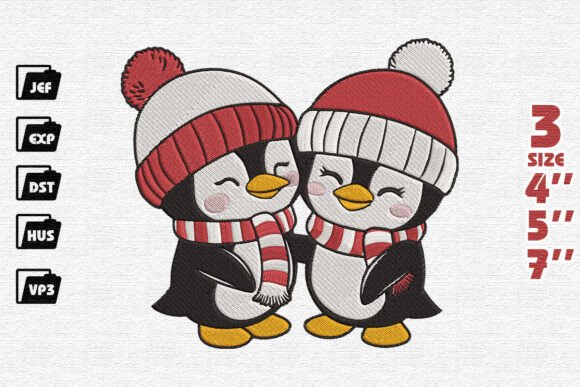 Adorable Christmas Penguin Couple Cuddling Design Review