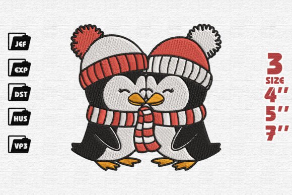 Cuddling Penguin Couple Christmas Embroidery Review