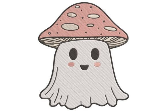 Cute Blushing Mushroom Ghost Embroidery Design Review