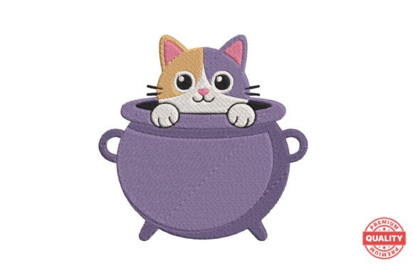 Cute Cat in Cauldron Embroidery Review