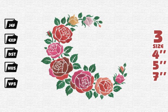 Multi-Color Rose Frame Embroidery Design Review