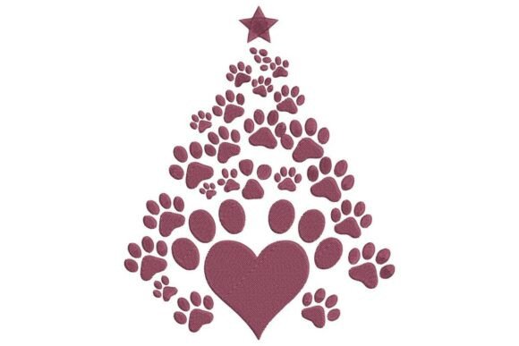 Paw Print and Heart Christmas Tree Embroidery Design Review